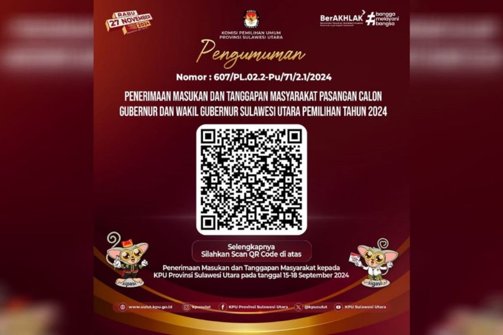 KPU umumkan masukan dan tanggapan masyarakat terhadap Cagub/Cawagub&nbsp;Sulut